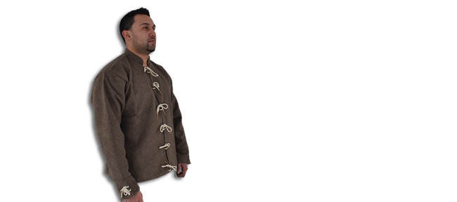 15th C Doublet, Wool/Cotton, Natural Brown