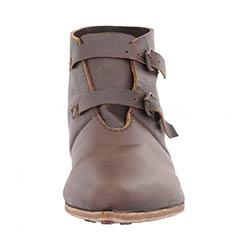 13th C Soldiers Shoes w/2 Buckles, Dark Brown