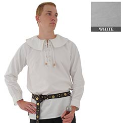 Cotton Shirt, Large Round Collar, White
