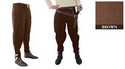 Pants with Ankle Lacing, Brown Medium