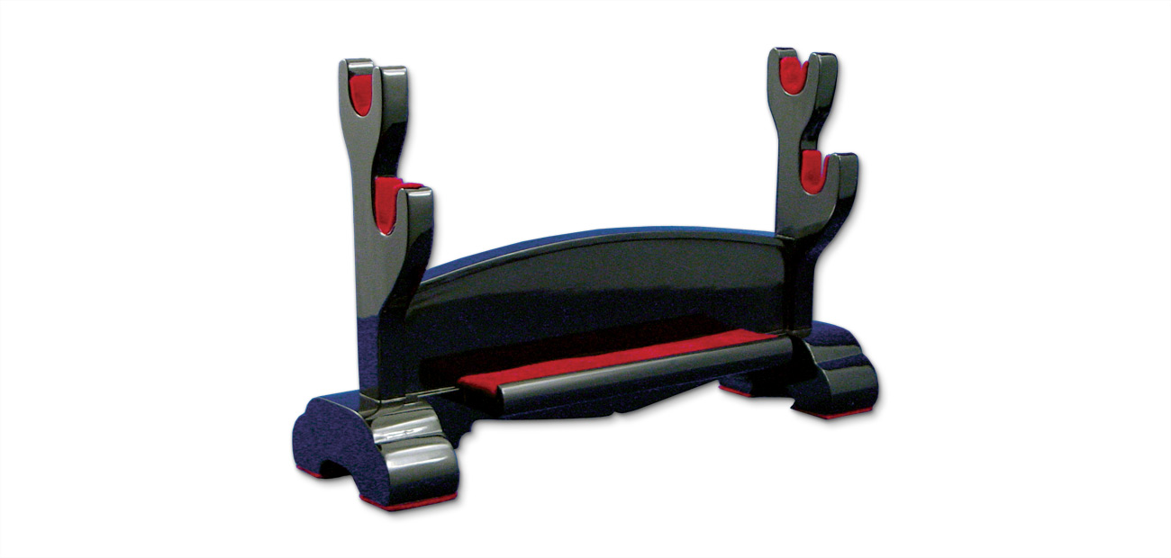 Double Sword Stand, Black Lacquer