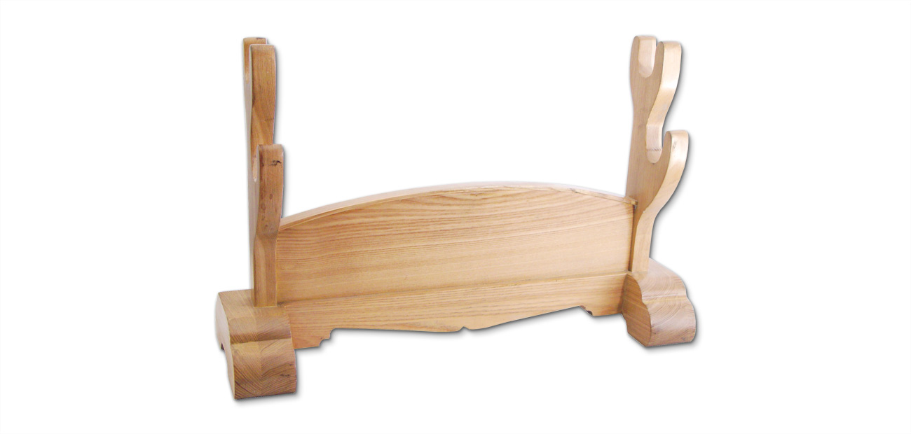 Double Japanese Sword Stand (Natural Wood)