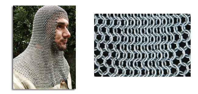 Chainmail Coif, Page Grade, Full Mantle, Square Face