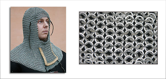 Chainmail Coif, Baron Grade, w/Ventail, Down to Up