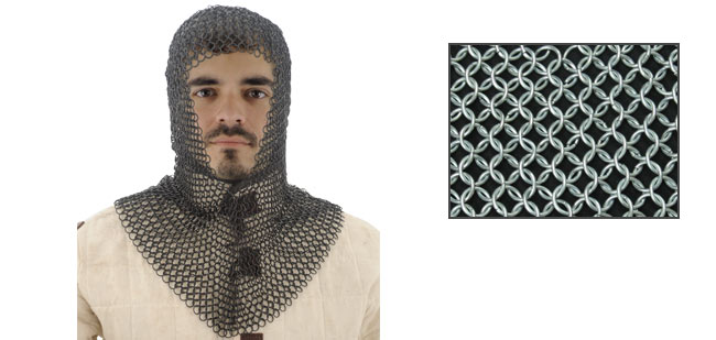 Chainmail Coif, Soldier Grade, V Shape Face