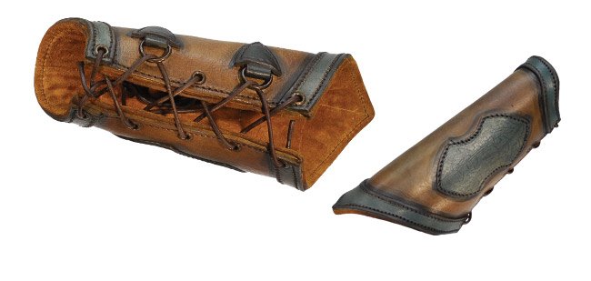 LeatherWorks Elven Brown w/Green Leather Bracers