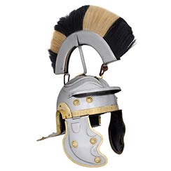 Roman Gallic Helmet, Black and White Crest, 18G
