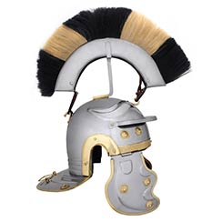 Roman Gallic Helmet, Black and White Crest, 18G
