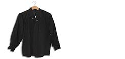 Cotton Shirt, Collarless, Laced w/Toggles Black Medium