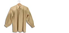 Cotton Shirt, Collarless, Laced w/Toggles, Natural Medium