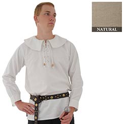 Cotton Shirt, Large Round Collar, Natural