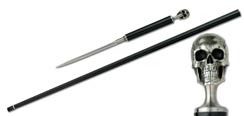 Skull Carbon Fiber Sword Cane w/ Spike 